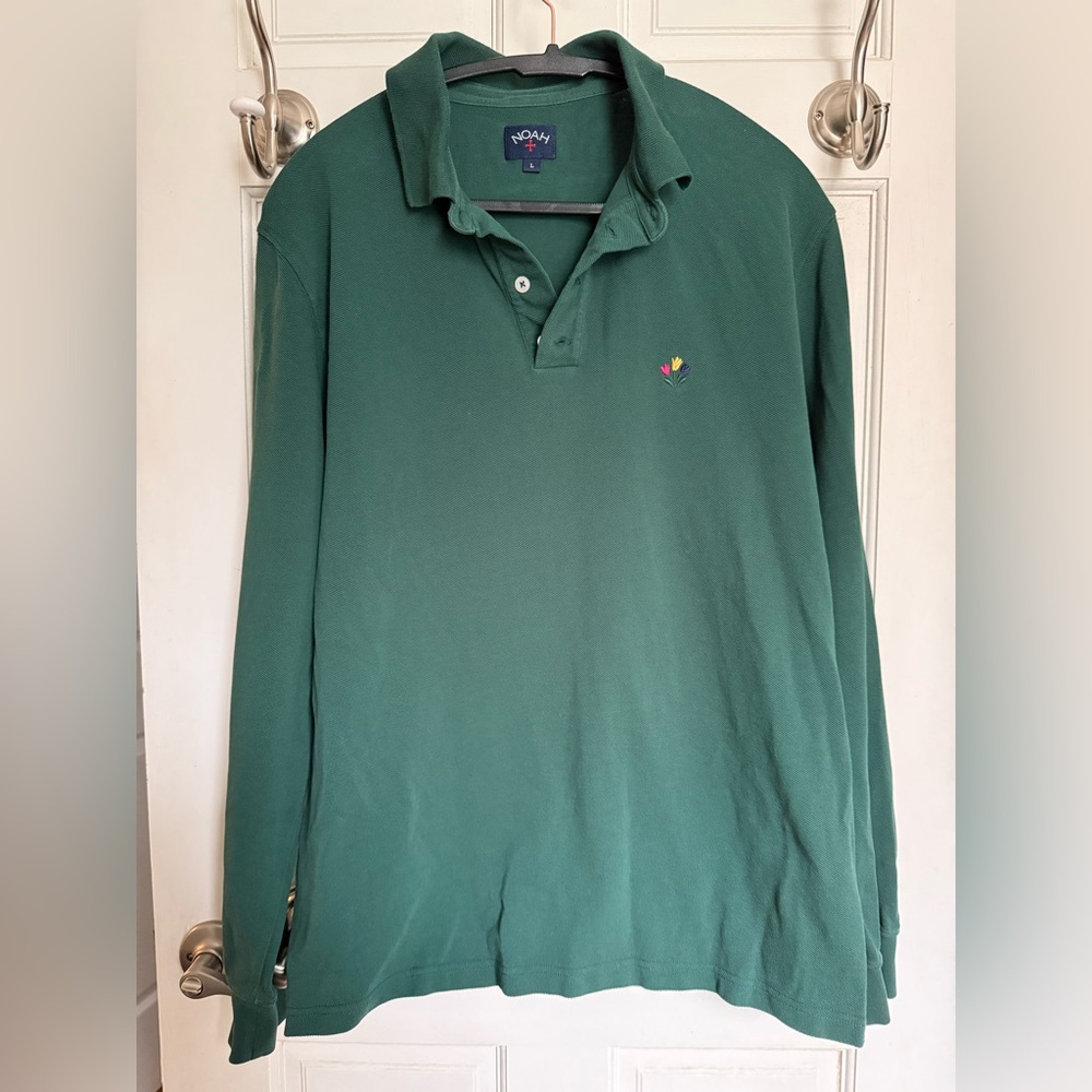 Noah long sleeve pique polo green